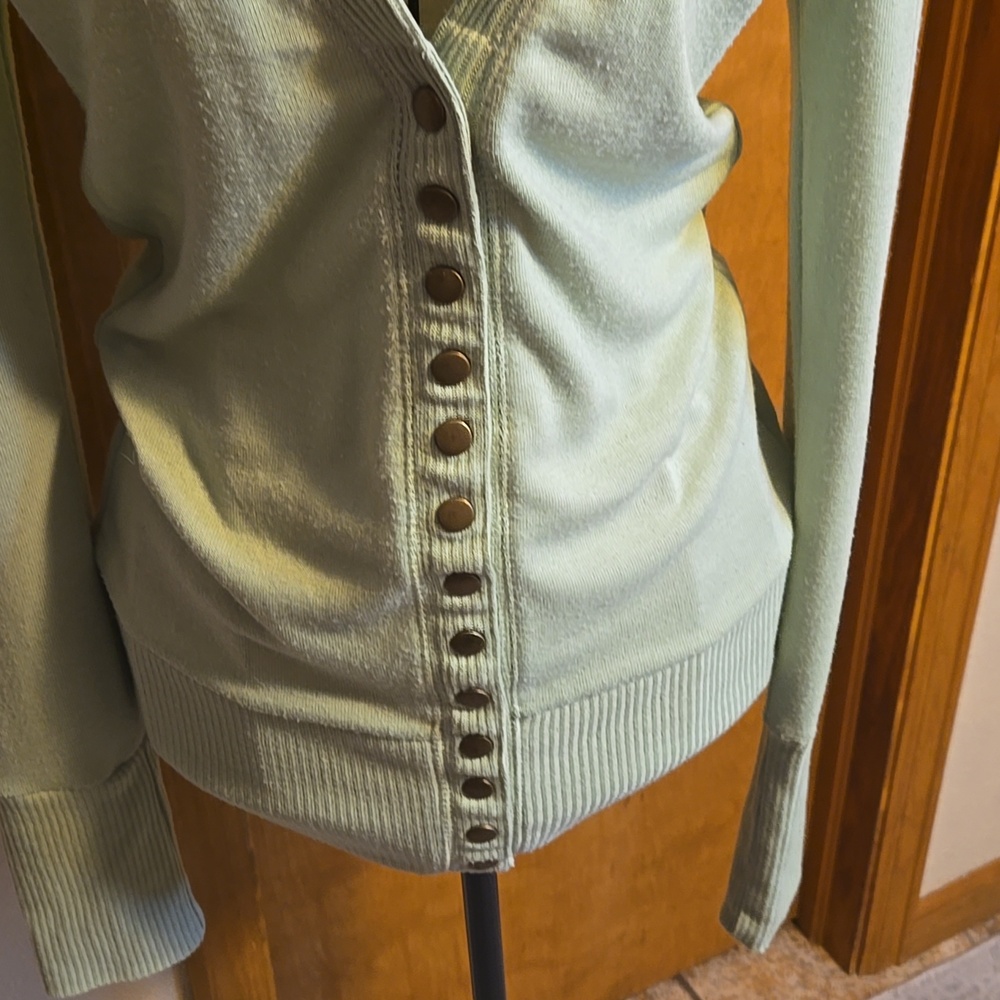 Zenana Outfitters Mint Green V-Neck Button Front Cardigan - Picture 3 of 8
